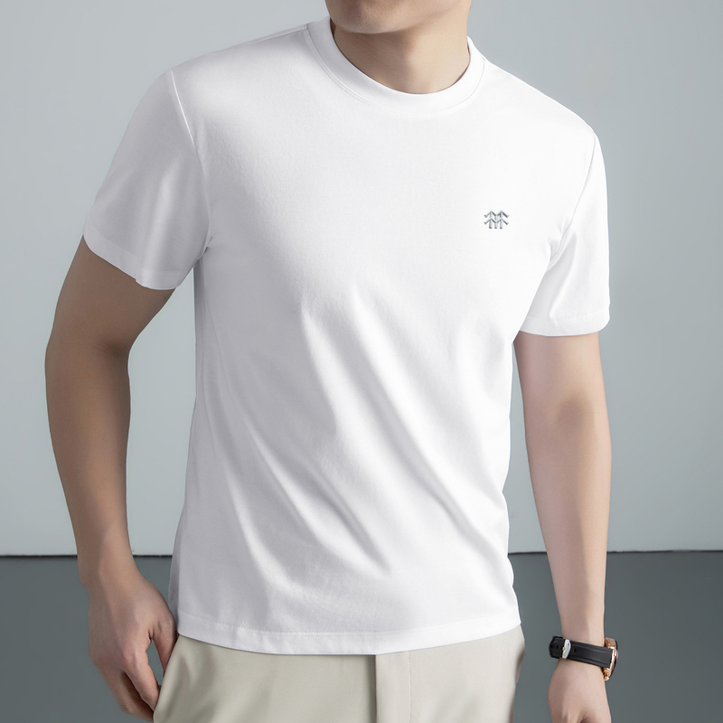 Outlet 2026 New Men's Summer Short-Sleeve Solid Color Crew Neck Sports Solid Color T-Shirt Base Shirt Top