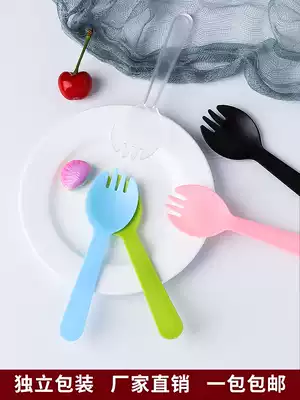 Disposable spoon ice cream cake fork thickened plastic spoon dessert delivery spoon Fork fruit fork separate packaging