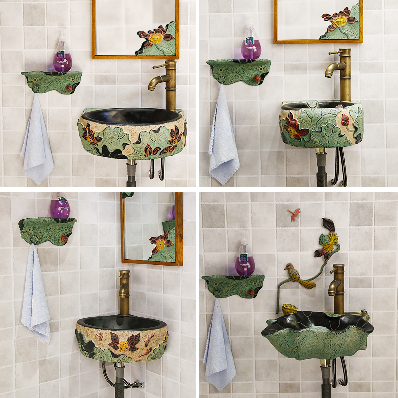 Creative washbasin combination Wall-mounted mini washbasin Small apartment powder room washbasin Triangular balcony sink