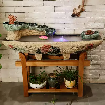 Rockery running water fountain floor ornaments creative home living room feng shui wheel fishing tank humidifier opening gift