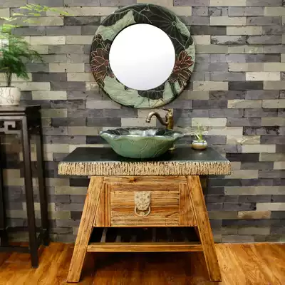 Country hotel washbasin basin cabinet Chinese washbasin creative solid wood bath cabinet Personality art washbasin