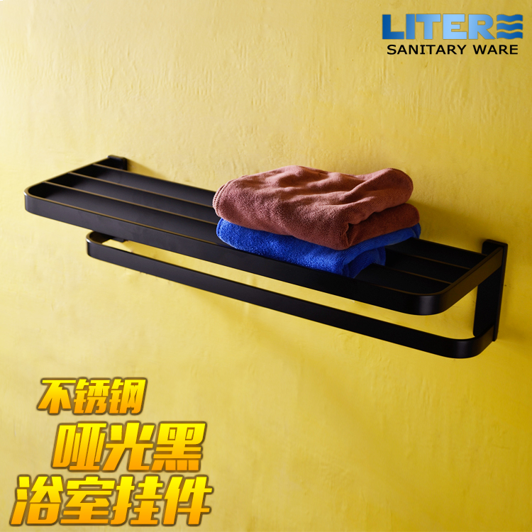 Minimalist black frosted matt wool towel rack towels rack towels toilet brushed bathroom pendant