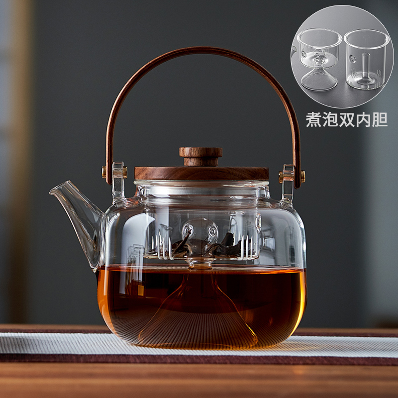 Glass boiling teapot heating beam steaming tea dispenser high temperature resistant teapot set electric ceramic stove kettle large capacity