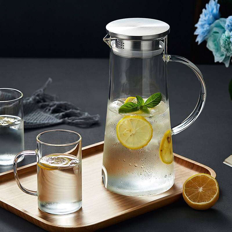 Cold kettle glass household cold white kettle resistant high temperature cup cool cup large capacity water bottle cool teapot set