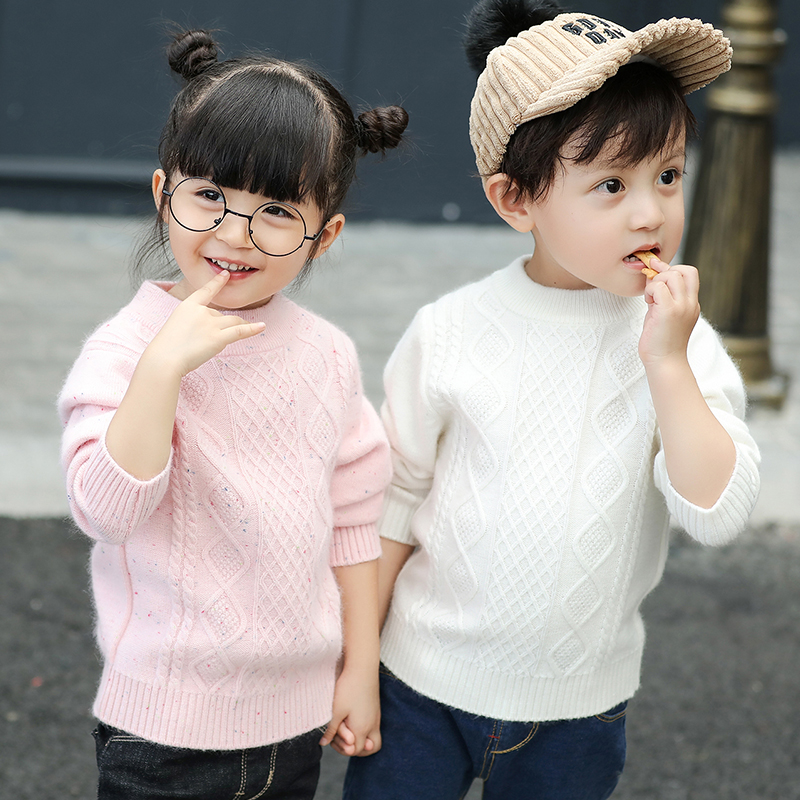 女の子カシミヤセーター子供の白セーター男の子秋と冬のタートルネックセーターベビー2023新しい男の子のウールセーター