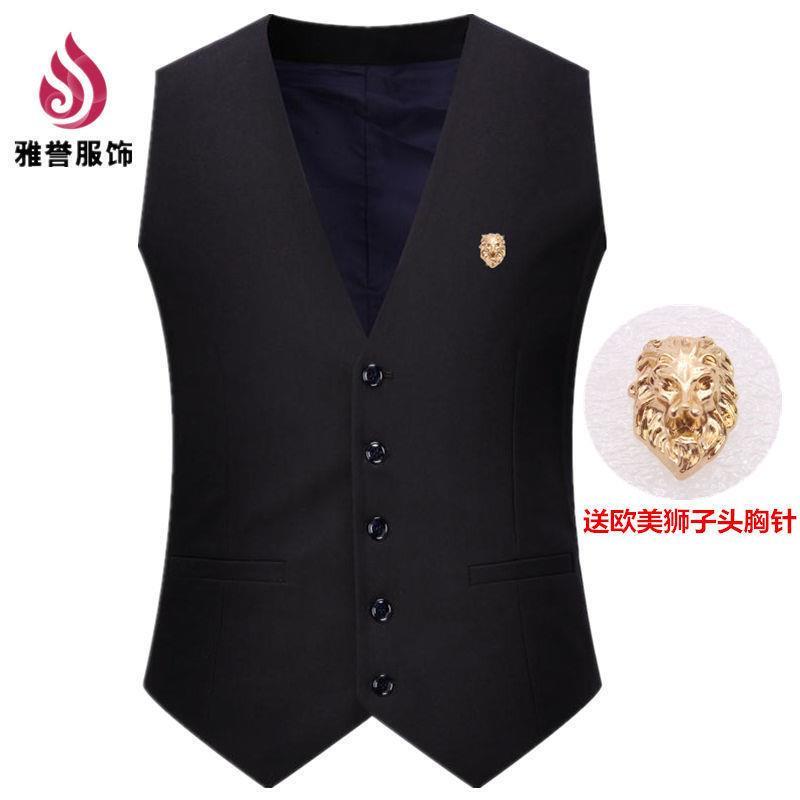 British Fashion All-Season New Men's Suit Vest Slim Fit Waistcoat Men's Vest Large Size Suit Vest Trendy and Handsome