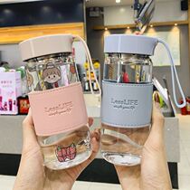 Couple water Cup summer glass ins high value pair cute portable cup summer tea cup best friend