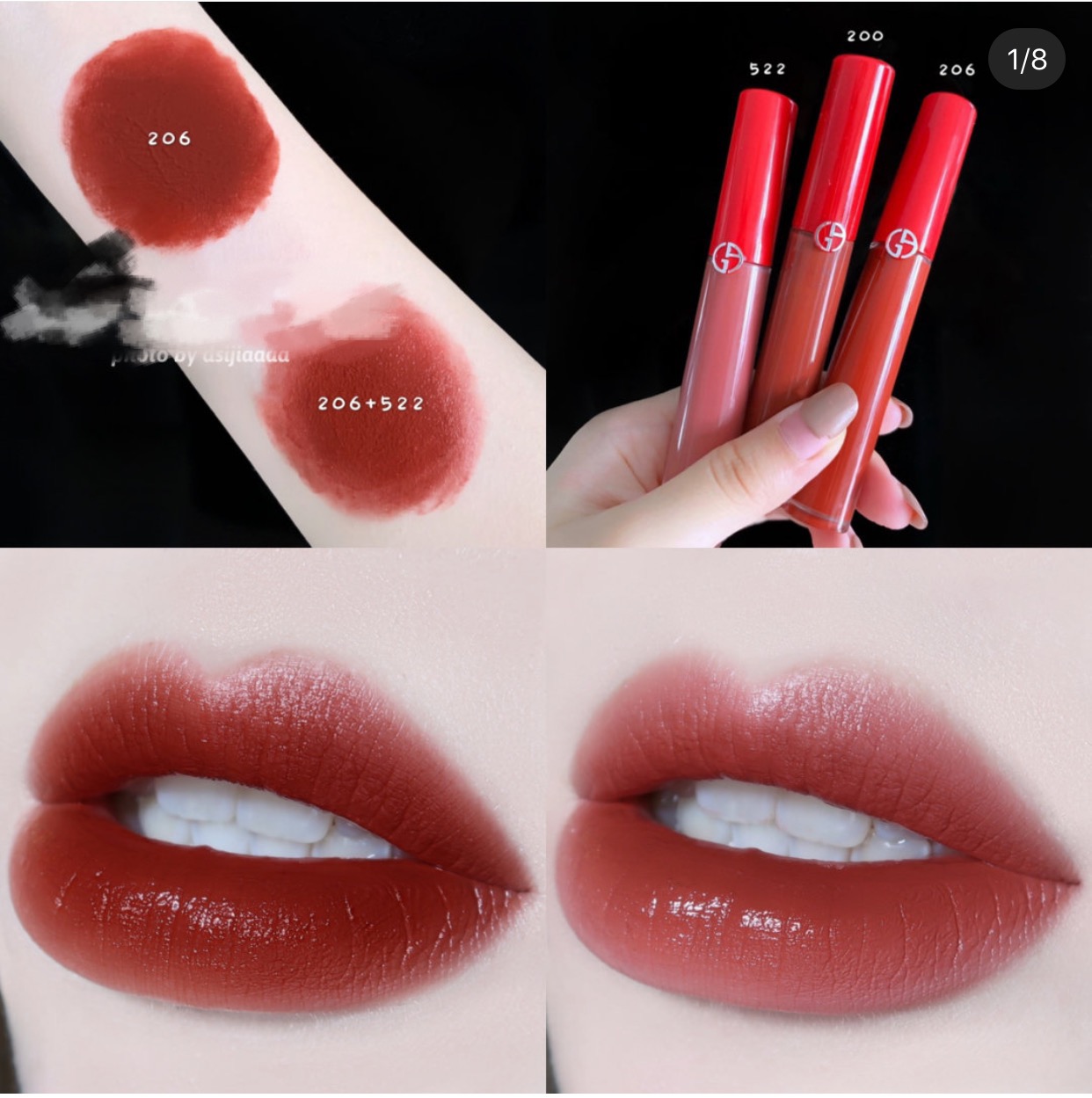 Armani GA Amani red tube black tube lip glaze lipstick velvet 415 206 416 524 405 205