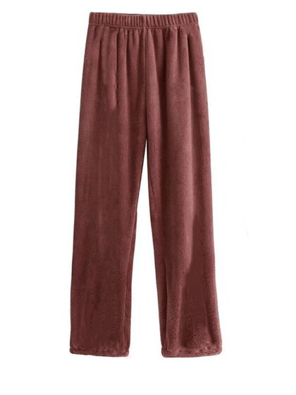 Fairy Warm Pants Coral Fleece Home Thermal Pants Autumn and Winter Lazy Pants Straight Casual Pants Women's Outerwear Sleep Pants Trendy