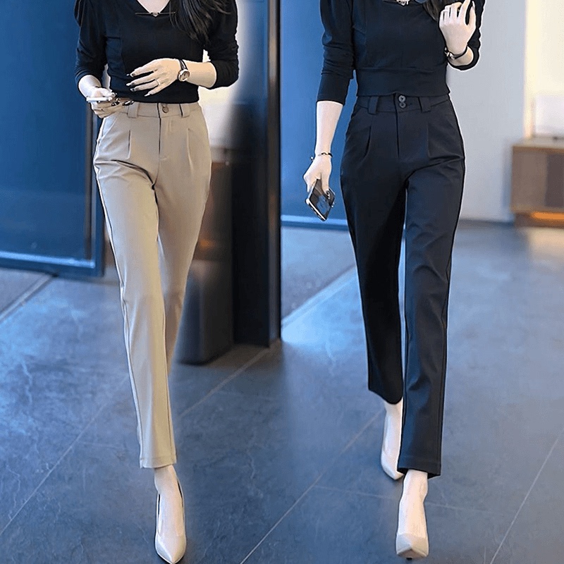 2026 Summer New Style Cigarette Pants for Women, Elastic Slimming Straight Pants, Casual Versatile Korean Style High-Waisted Suit Pants, Slim Fit 2026 Summer New Style Cigarette Pants for Women, Elastic Slimming Straight Pants, Casual Versatile Korean Style High-Waisted Suit Pants, Slim Fit