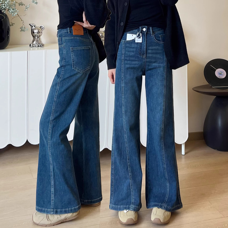 Blue Flared Jeans for Women, New Summer Style, Plus Size, Pear-Shaped Body, High-Waisted, Stretchy, Versatile Bootcut Pants