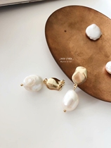 MINICYBER natural shaped bead earrings 925 sterling silver gold-plated special-shaped pearl earrings