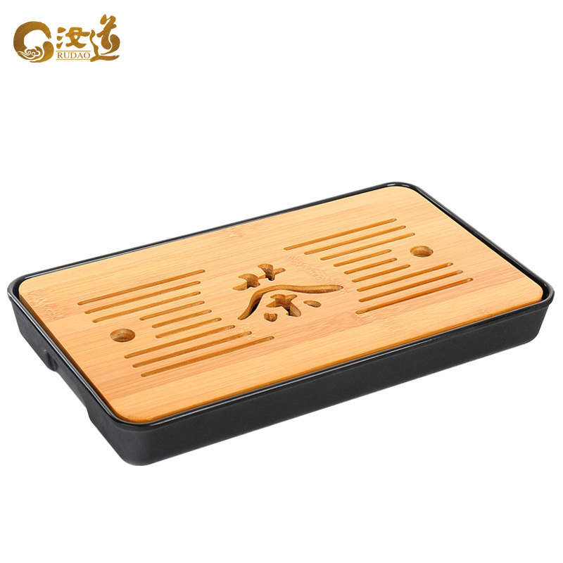 Bamboo small tea tray Japanese style simple dry tea table kung fu tea set tray round plastic portable water storage tea table