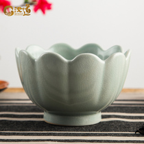 Ru kiln Lotus warm bowl tea washing tea ceremony Cup washing ceramic hydroponic flower pot retro fruit basin Ru porcelain dry tea washing