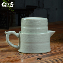 Open film Ru kiln fast guest cup large teapot set Rudao portable one pot one cup single kung fu tea set can be raised