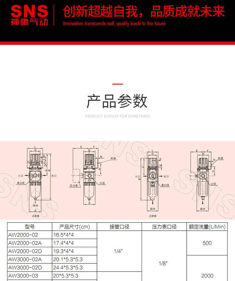 SNS Shenchi công cụ khí nén Bộ xử lý nguồn không khí Bộ tách dầu lọc khí tự động AW2000 - Công cụ điện khí nén