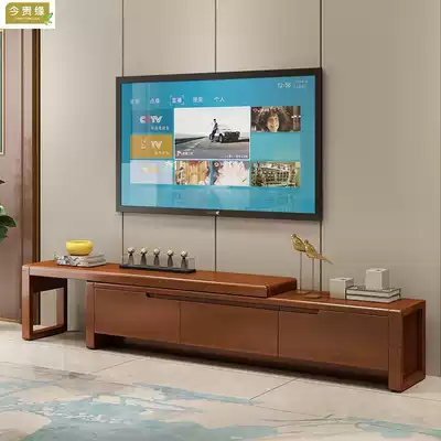 Chinese solid wood TV cabinet modern simple small apartment living room telescopic TV cabinet combination economical floor cabinet