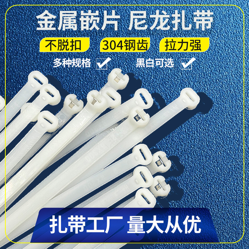 304 Stainless Steel Insert Tie Marine Nylon Tie Metal Buckle Steel Buckle Steel Sheet Steel Core Plastic Tie