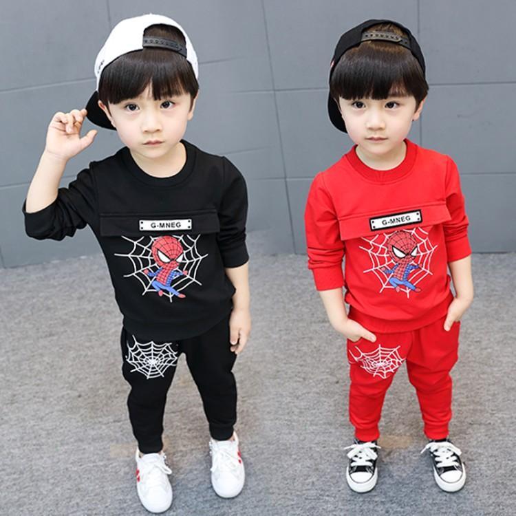 Trẻ em của Spider-Man cho trẻ em Set Summer 4 Trung Child 1 Boy 6-Year-Old Boy 5 bông 3 Handsome quần áo 2