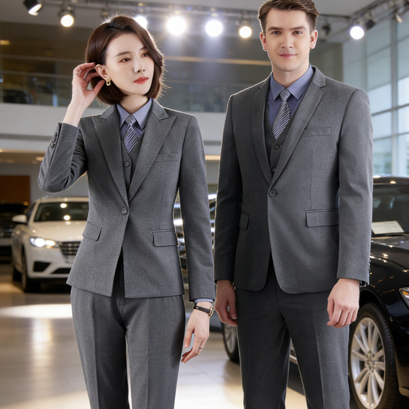Elastic Gray Suit, Jifox 4S Store Men's Suit Set, Workwear, Non-Iron Elastic Trousers, New Slim-Fit Suit