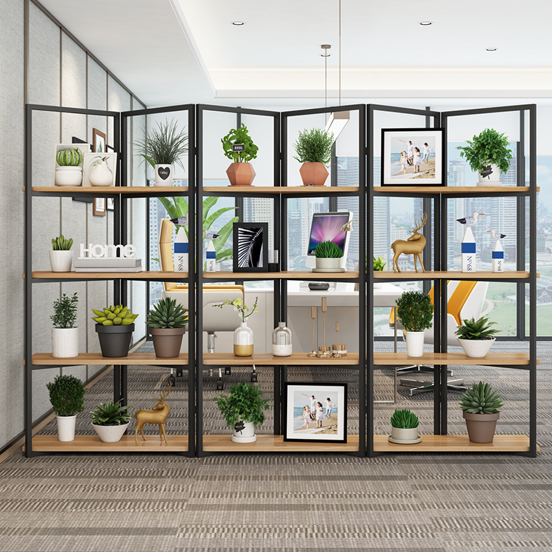 Loft screen partition wrought iron simple bookshelf rack office industrial wind partition decoration living room bedroom