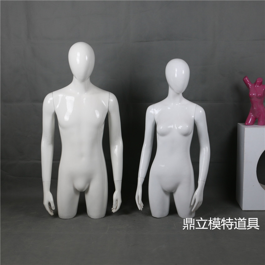 Men and women models bright white clothing models special props Table glass steel window stand displays premium human body