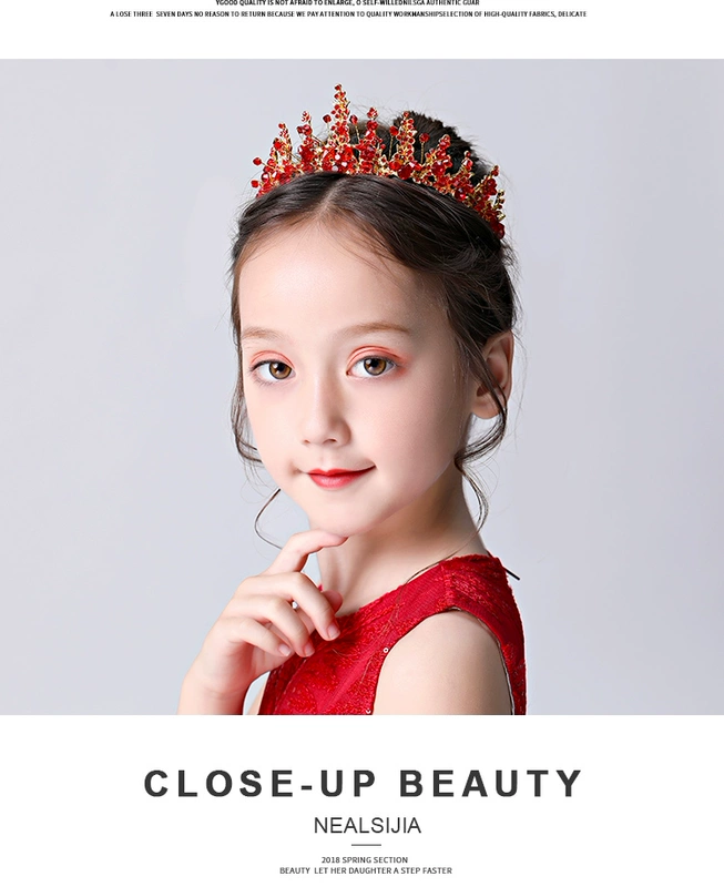 Trẻ em Vương miện Mũ đỏ Cô gái tóc Phụ kiện Công chúa Crystal Crown Hoa Cô gái Băng Lãng mạn Sinh nhật Hosting Hiệu suất