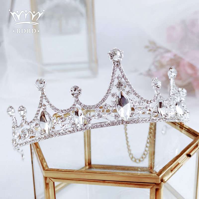 Child Crown Headwear Child Princess Girl Crown Prince Girl Crown Crystal Ice And Snow Chic Edge Haircut Birthday Walking Show Hair Accessories