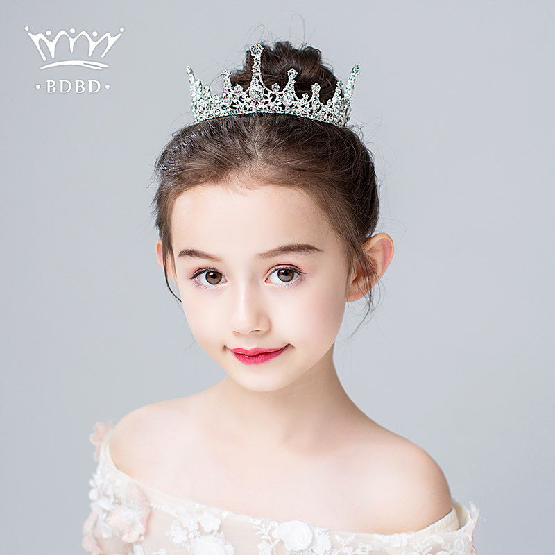 Korean-style round children's crown tiara princess birthday girl full circle crown little girl performance cute catwalk show