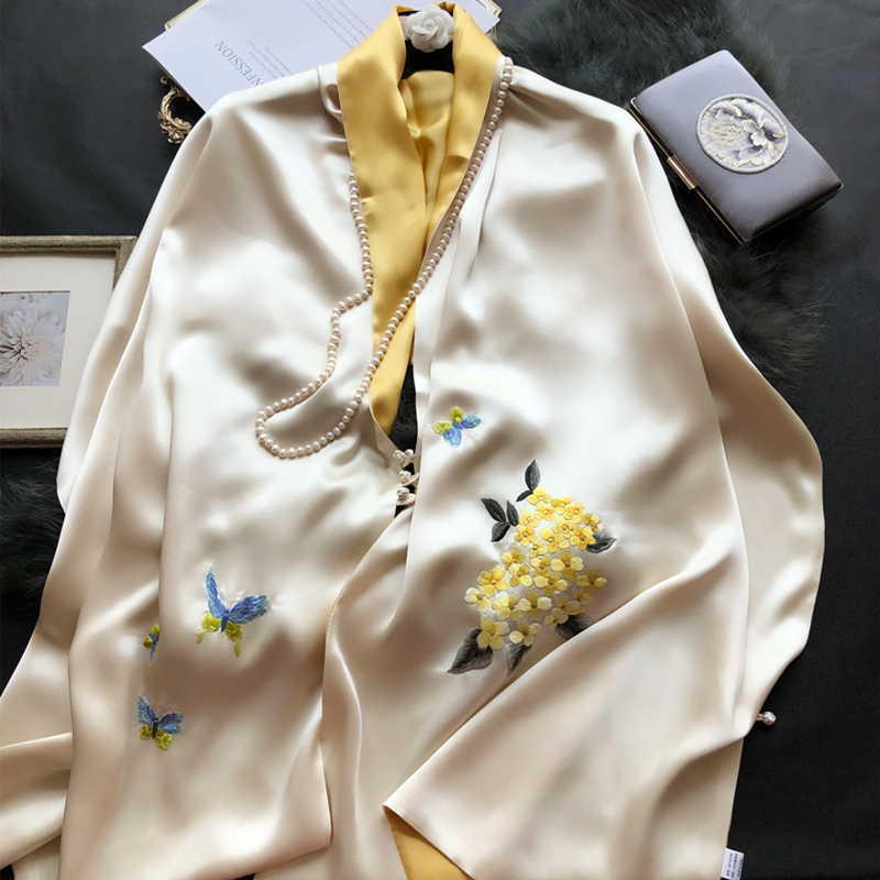 High-End Silk Embroidered Scarf for Women Made of Hangzhou Silk, Mulberry Silk Suzhou Embroidery Shawl, Silk Scarf for Outerwear, Gift for Mother