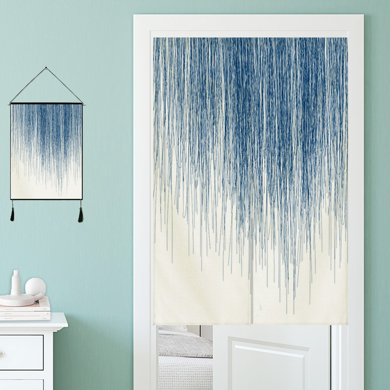 High-end Custom Door Curtain Bedroom Partition Window Wind Water Curtain Decoration Cloth Art Door Curtain Semi-Curtain Cotton Linen Curtain Custom Thickening
