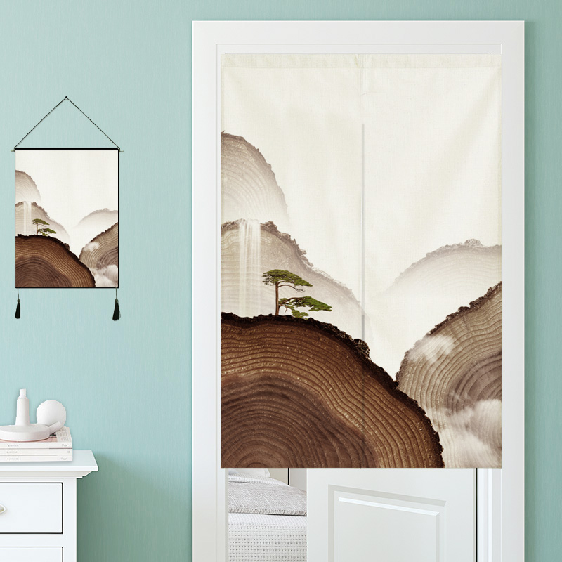 Nordic Door Curtain Customised Partition Window Bedroom Door Curtain half-curtain cotton Hemp Cloth Art Kitchen Door Curtain compartment Abstract Pie