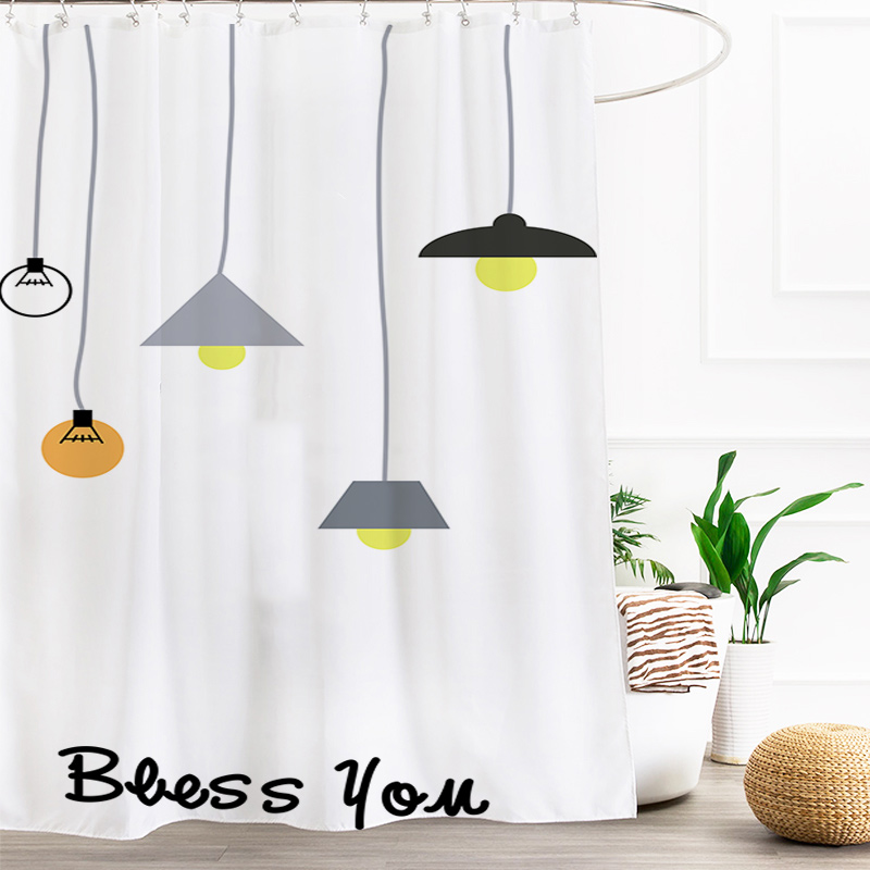 Bathroom Waterproof Partition Shower Curtain Shower Room Curtain Bath Curtain Abstract Makeup Room Small Fresh Simple Shower Curtain