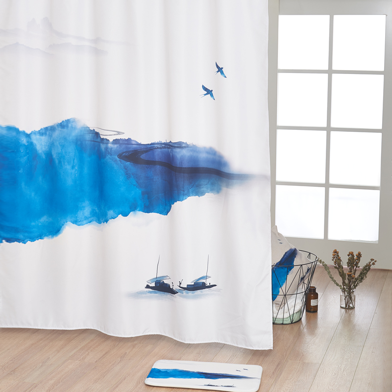 Bathroom Bath Curtain Waterproof MILDEW MAKEUP ROOM PARTITION CURTAIN SUIT FREE FROM STILETTO TELESCOPIC STRAIGHT LEVER RETRO SUCTION MAGNETIC HANGING CURTAIN