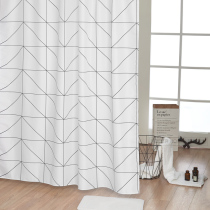Minimalist bath curtain thickened waterproof mildew bath Bath Curtain shower curtain set free of perforated toilet bath blinds