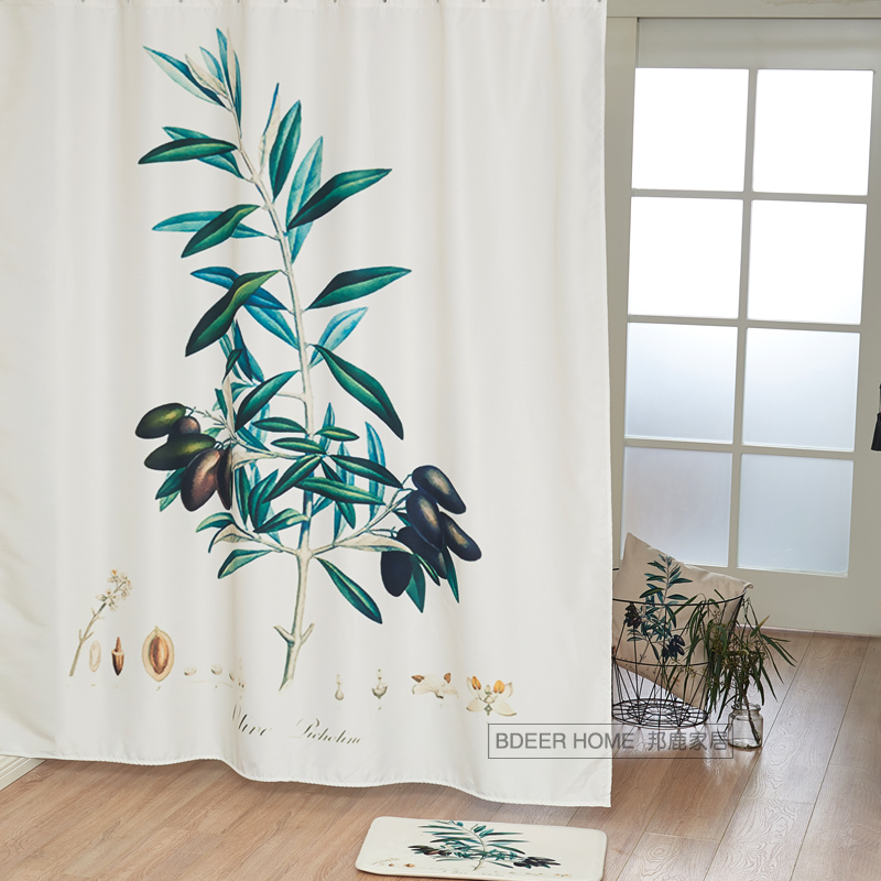 Bathroom thickness and waterproof bathroom shower curtain anti-moulded makeup room curtain cut curtain set with no punching curtain