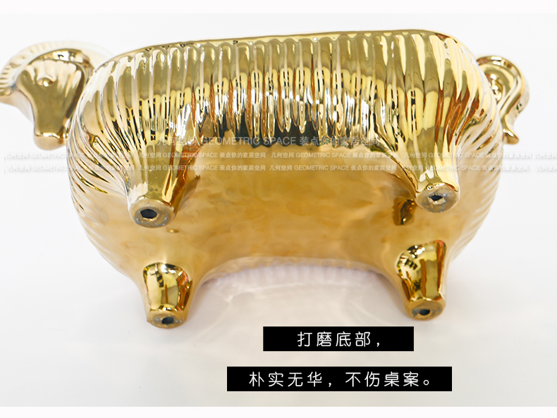 European gold plated ceramic pony receive plate snack tray was modern home sitting room table creative compote