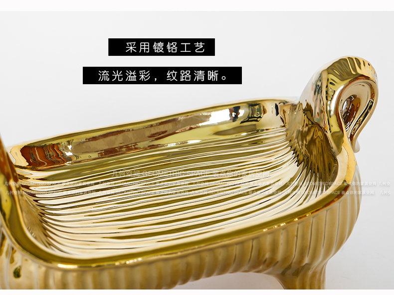 European gold plated ceramic pony receive plate snack tray was modern home sitting room table creative compote