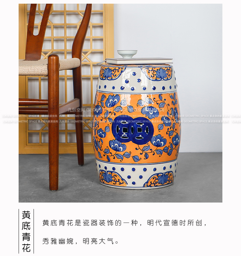 Hand - made classic elegant blue and white porcelain ceramic drum who Chinese archaize sitting room study hall what decorative furnishing articles