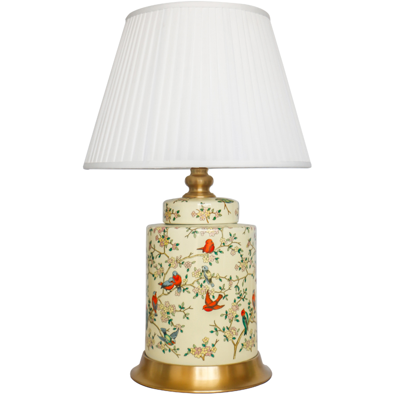 New Chinese style full of copper decoration creative painting of flowers and ceramic lamp warm warm light lamp sitting room place, restoring ancient ways of bedroom the head of a bed