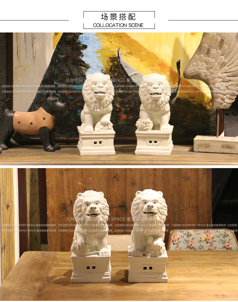 Jingdezhen white town curtilage the lion furnishing articles a Chinese sitting room porch study housewarming gift ceramic arts and crafts