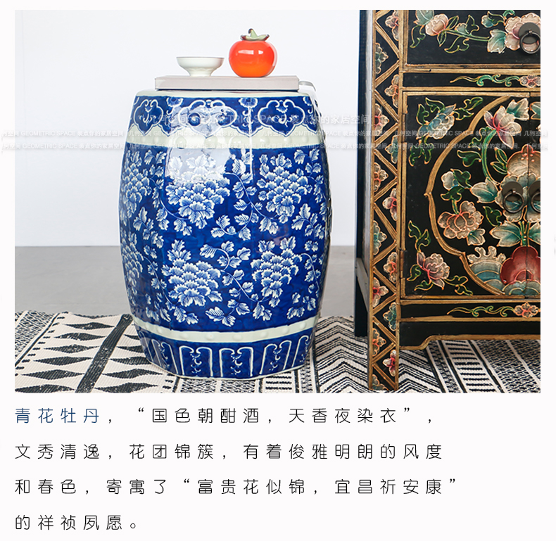 The New Chinese blue and white hand eight side drum who classical household ceramics handicraft sofa side of the head of a bed what floor furnishing articles