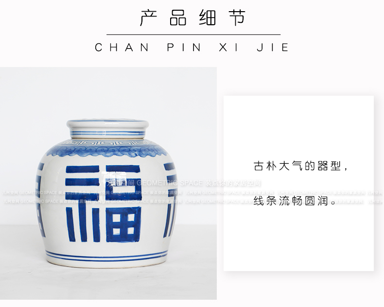 Chinese style restoring ancient ways is blue and white live long and proper storage tank of pottery and porcelain antique do old porcelain tea room porch rich ancient frame furnishing articles
