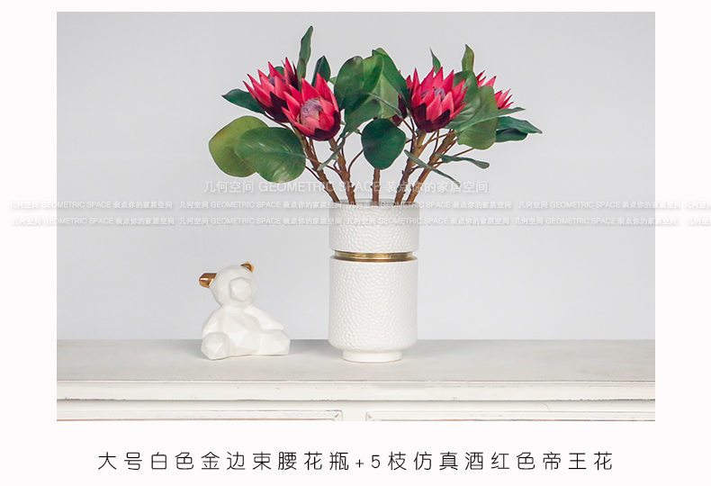 Nordic ins Jin Bianshu waist white ceramic vases, furnishing articles light creative example room key-2 luxury wine household decorations