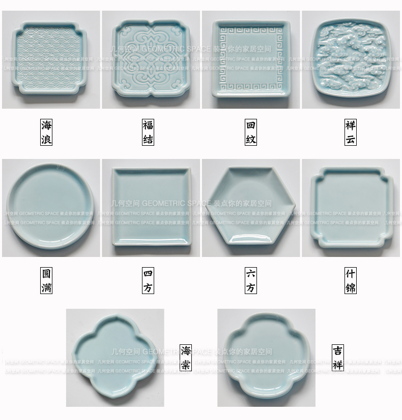 Geometric space ceramic small cup mat insulation cup eat mat creative view window design tea saucer saucer