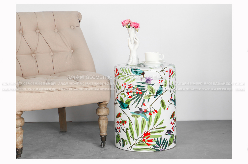 Modern northern wind cylinder of flowers and birds painting ceramic stools household creative edge what sitting room adornment landing place