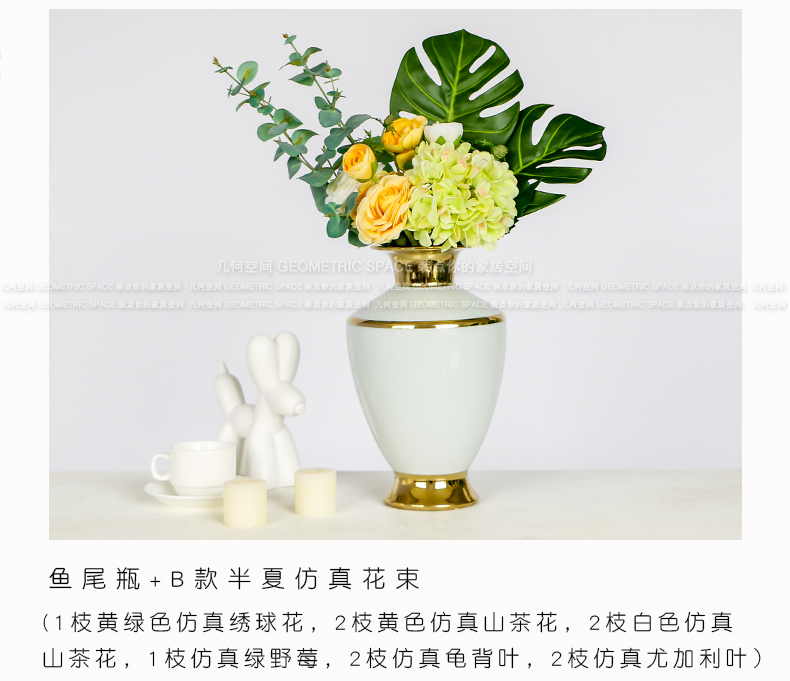 Contracted light European - style key-2 luxury white ceramic vases, flower arrangement of I sitting room decorate up phnom penh table home furnishing articles