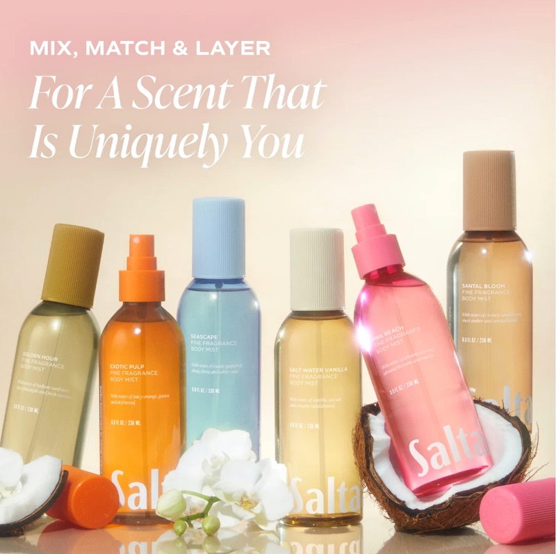 Saltair Body Mist Body Spray Fragrance Hair Spray Fresh and Pleasant Scent 236ml