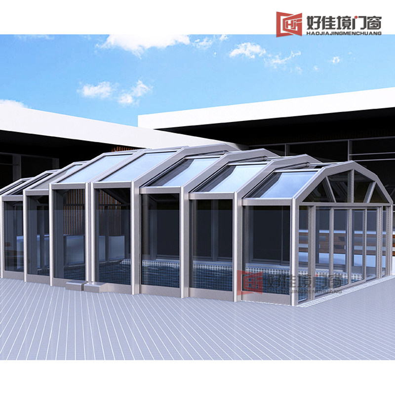 New brand movable telescopic folding greenhouse sealed terrace Chinese imitation ancient broken bridge aluminium thermal insulation system doors and windows