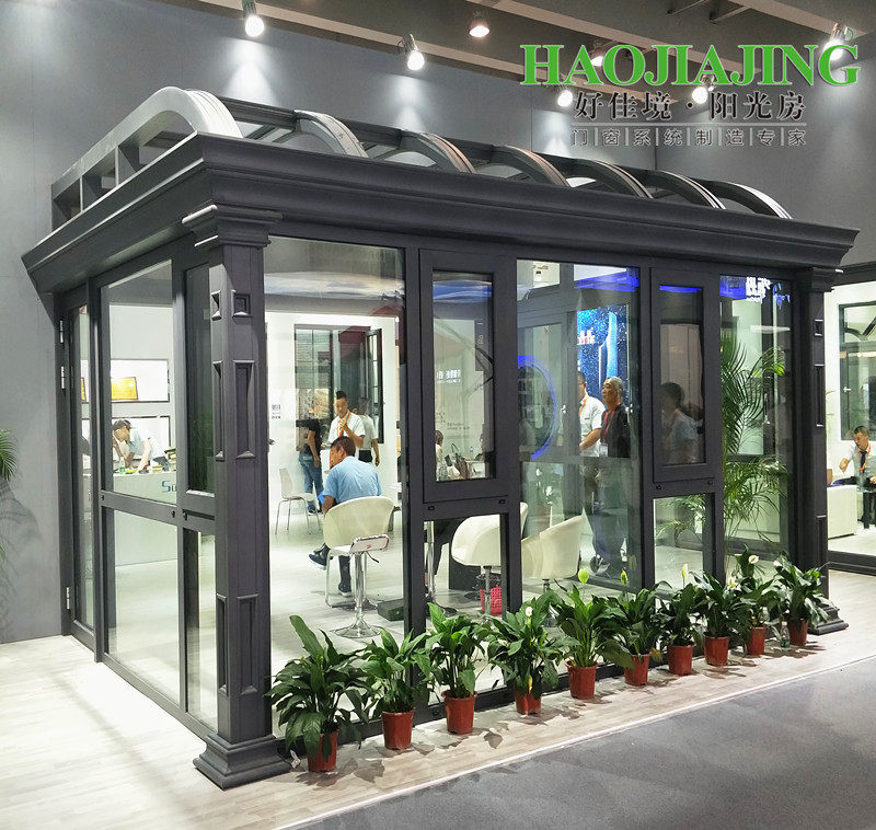 Villa European aluminum profile system Sunshine room broken bridge aluminum door and window sealing balcony glass room outdoor terrace rainshed